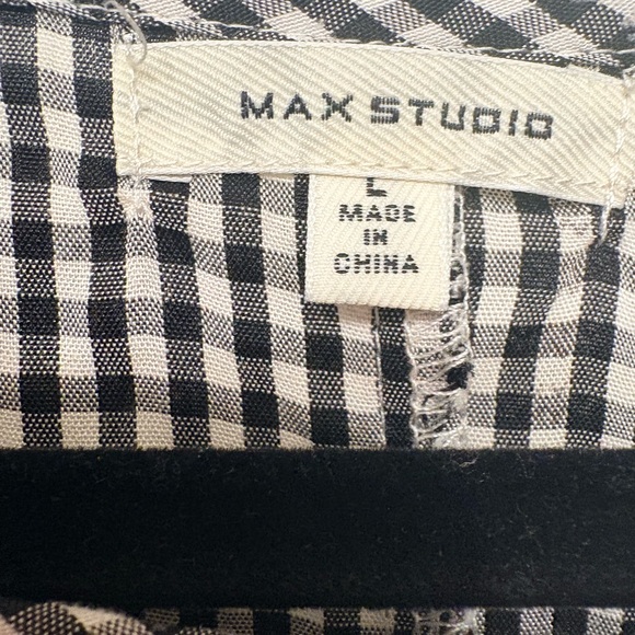 Max Studio Gingham Black and White Blouse Size Large – Tiered, Lightweight, Boho - Picture 2 of 14